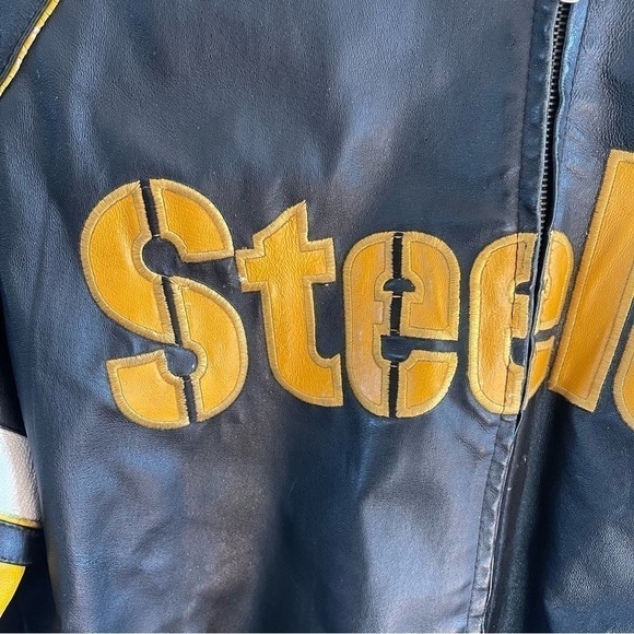 Vintage Leather Steelers Jacket NFL size XXL please check pictures for wear - Picture 7 of 16